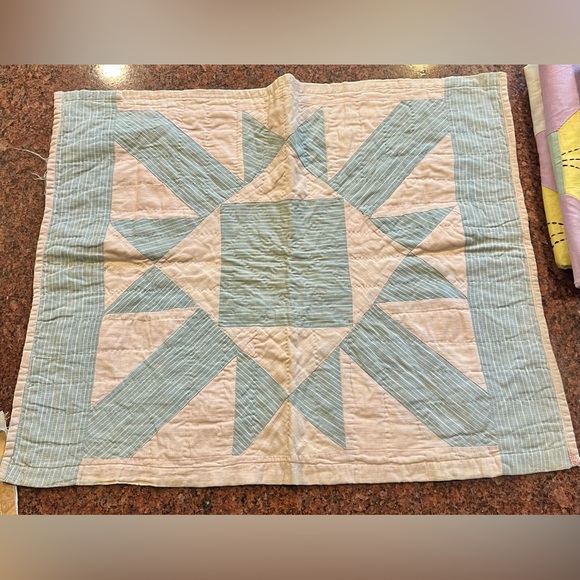 Colorful Patchwork Quilt Pieces and vintage patchwork pillowcase - Picture 8 of 9